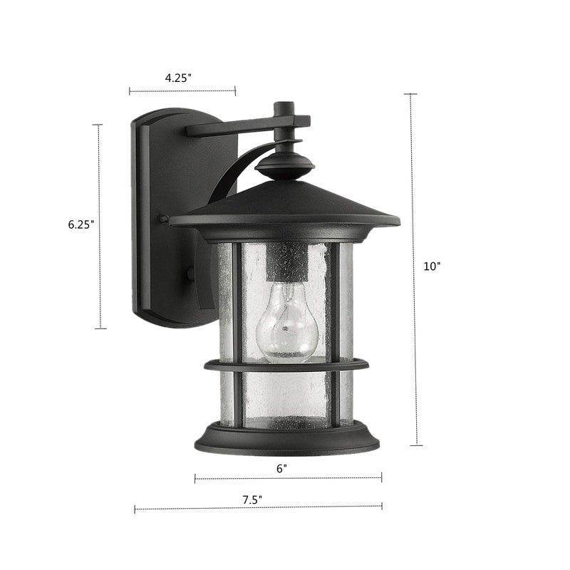 MICSIU Textured Black Outdoor Wall Sconce 2 Pack, Waterproof Exterior Wall Lighting Fixtures with Clear Seedy Glass, 10" Outside Lights for House Front, Porch, Patio, Backyard - Image 2